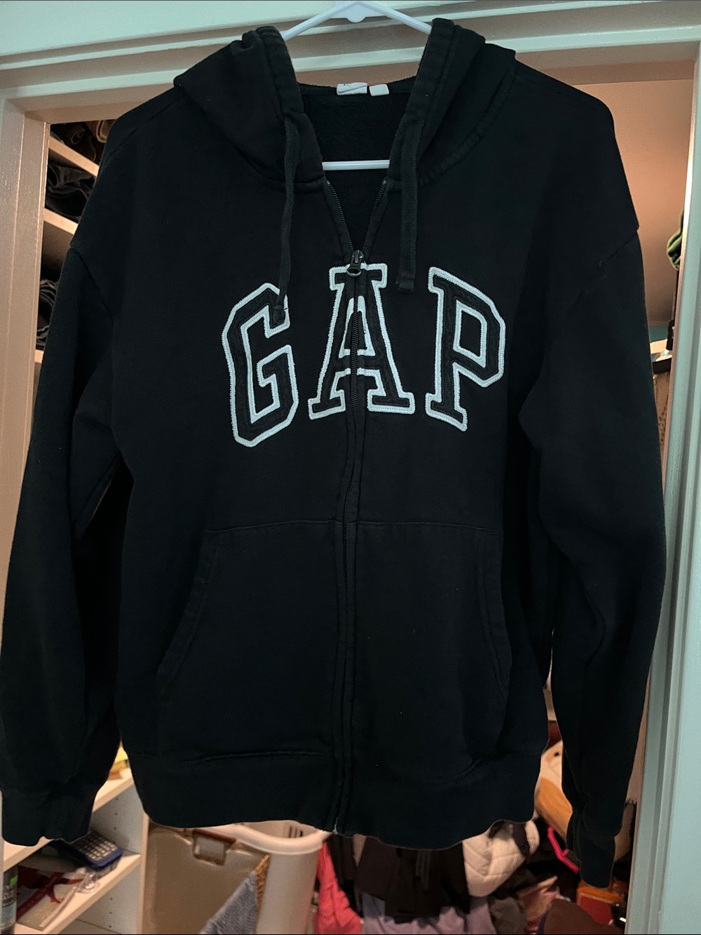 GAP Black Full-Zip Hoodie with White Logo